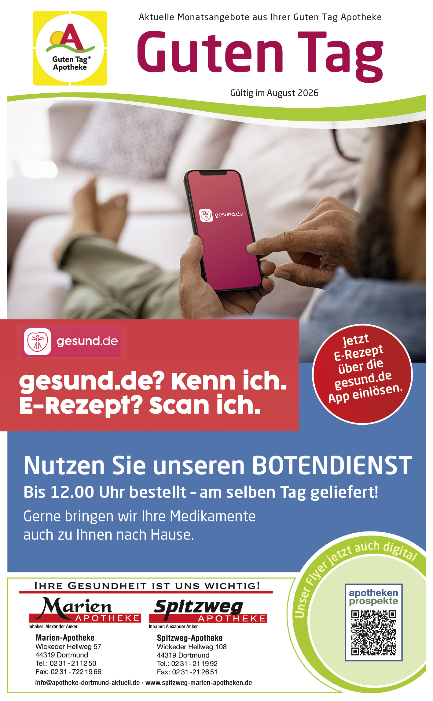 Aktueller Angebotsflyer der Spitzweg & Marien Apotheken