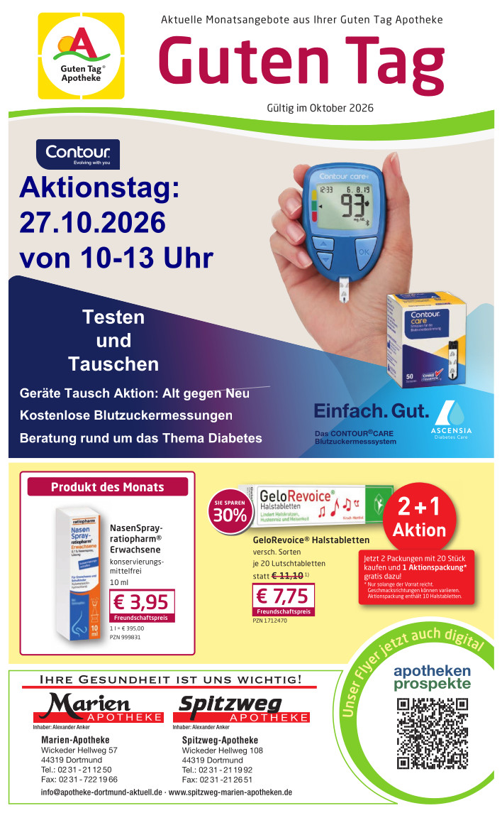 Aktueller Angebotsflyer der Spitzweg & Marien Apotheken